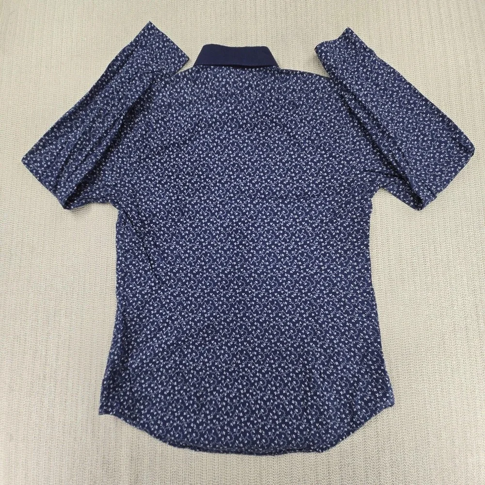 Express Shirt Mens‎ Medium Blue Floral Long Sleeve Fitted Slim Button Up Casual